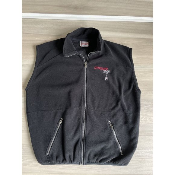 Vintage Spyder Vest Men's Size Large Black Full Zip Fleece‎ Jacket Made In USA - Picture 1 of 8